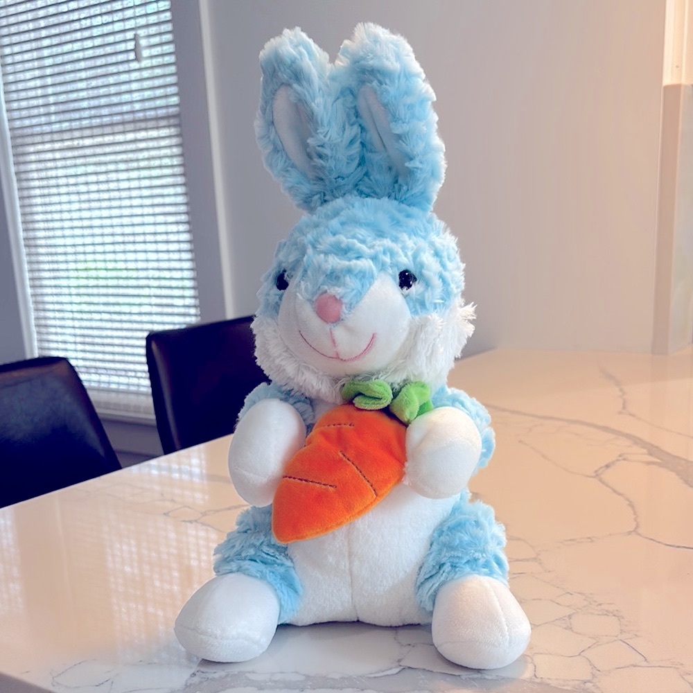 Blue Bunny Plush with Carrot